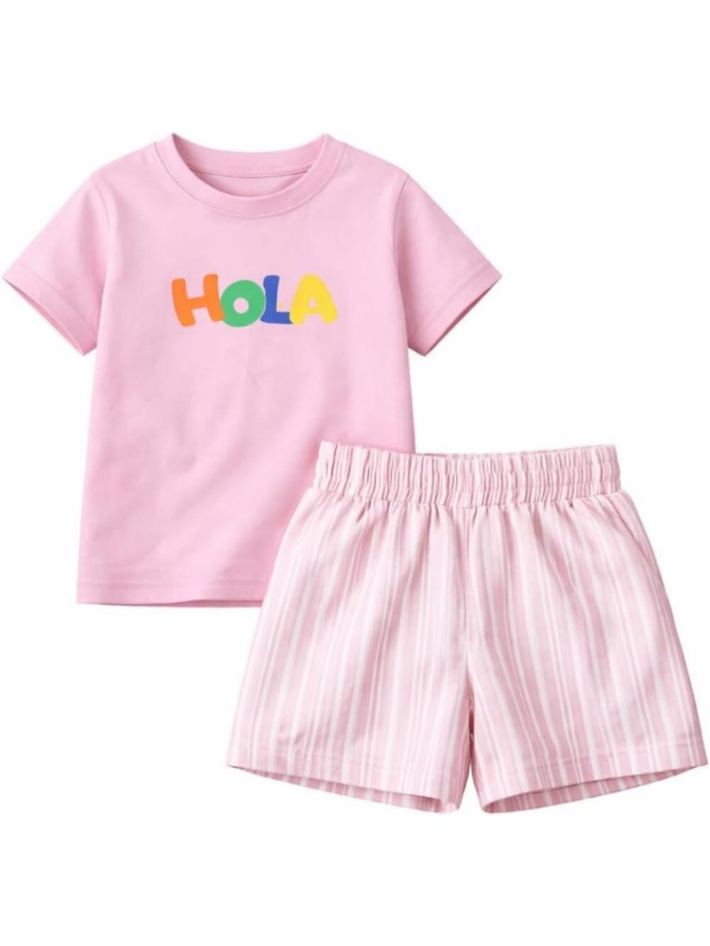 Unisex Toddler 2-Piece Rainbow T-Shirt & Striped Shorts Casual Set, Summer